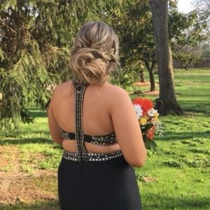 Black prom dress with rhinestones